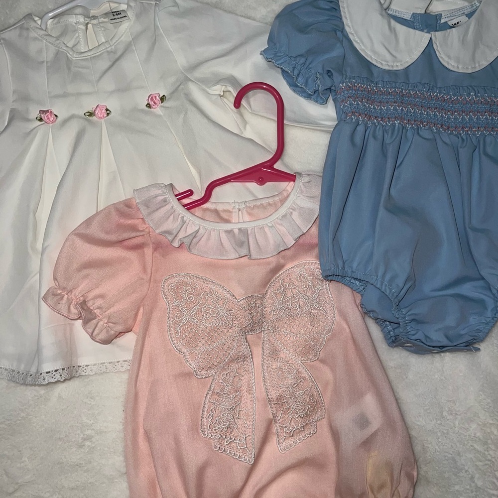 Adorable Baby Dresses/Bubbles in Pink, Blue, and White